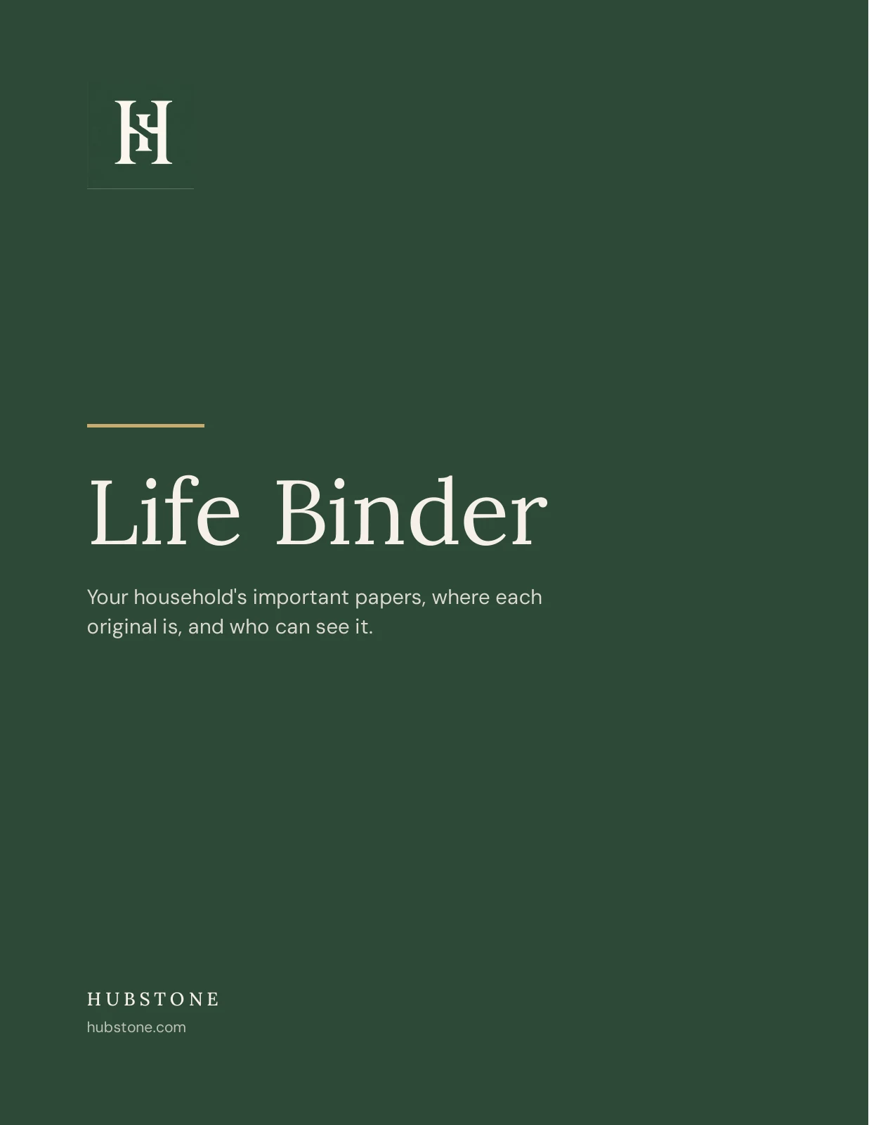 Life Binder, Cover, page 1